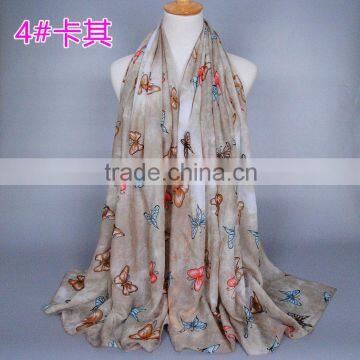 New Butterfly Printed Hijab Scarf Women Muslim Shawl