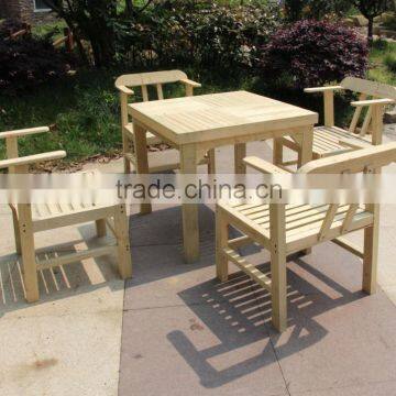 Square wooden dining table and chair set outdoor for park