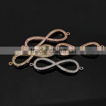 CZ6478 Wholesale Mirco cz Pave Infinity Figure 8 Bracelet Charm Connectors
