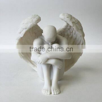 Male Nude Angel Holding Knees Statue Sculpture