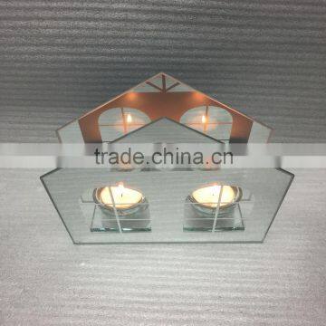 2016 alibaba hot items house shape mirror glass candle holder