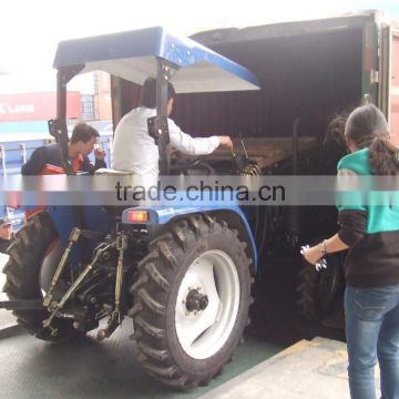 35HP 4wd mini farm tractor with front loader and backhoe,4cylinders,8F+2R shift,with Cabin,heater,fan,fork,blade