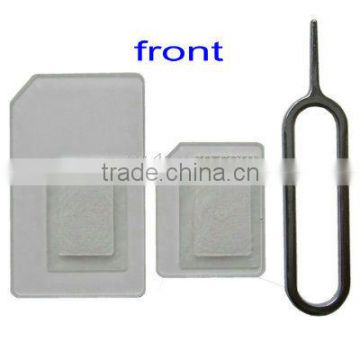 4U 3 in 1 Nano SIM to mini sim Card adapter +nano sim card to normal sim card adapter+ Eject Pin Key Tool for iPhone 5