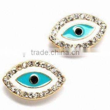 Fashion Design Evil Eye Shaped CZ Diamond Stud Earrings