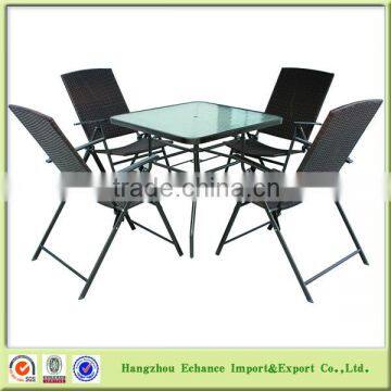 Outdoor Garden Furniture Set Glass Table with Foldable Chairs-FN4012