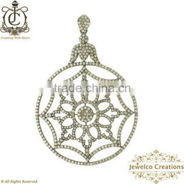 Natural Diamond Studded Filigree Pendent, 925 Sterling Silver pendant, Handmade Pendant, Designer pendant Wholesaler