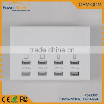 Universal Multiple 8 Port USB portable power socket with over load protecter 100V-240V for Smart phone ,digital devices