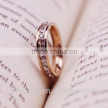 Super Flash Titanium Steel 18k Rose Gold Plated Full Paved AAA CZ Diamond Stone Ring photo-6