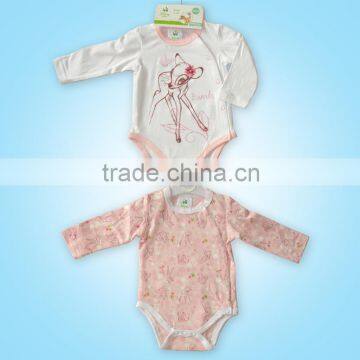 Long sleeve 2pcs 100%cotton Baby romper with print-baby clothes