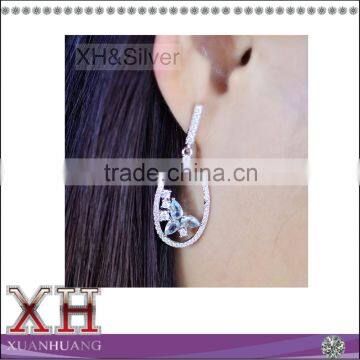 New 925 sterling silver zircon drop earring