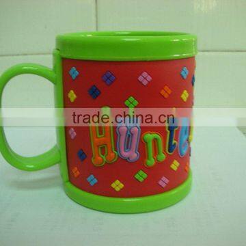 cheap 3d kids personalized plastic mugs,mug with dog handle with logo