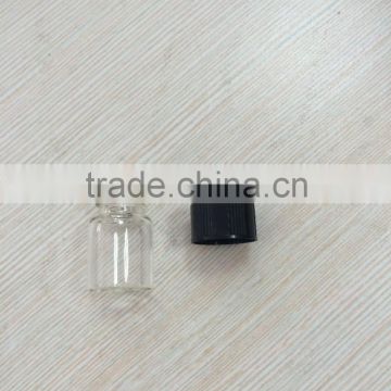 1ml transparent color tube glass bottle with black cap