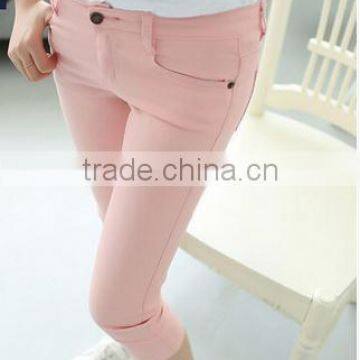 2015 new white summer thin elastic pants seven female thin candy colored pencil pants pants size 7