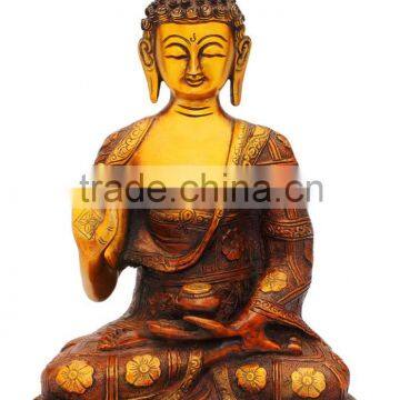 Debating Buddha with Flowers Embossed 10"