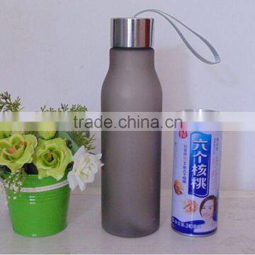 Unbreakable PC water bottle in Gray color with strap lid