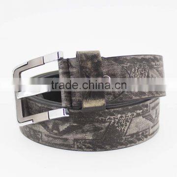 Fashion Style Black Print pu Leather Belt for Man With Shiny Metal Square Accessories in YiWu photo-5