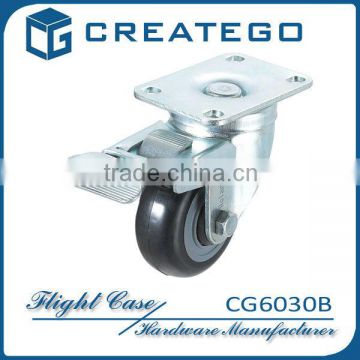 flight case 3'' braked swivel caster with pu wheel