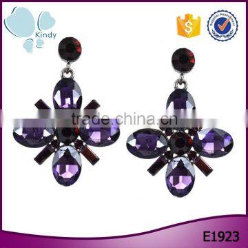 Fashion personality exaggerated leaves crystal alloy cross earrings