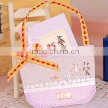 Exquisite birght in colour with ribbon decoration handmade hot-selling birthday card/greeting card/thanksgivn