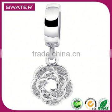 Chinese Imports Wholesale Rose Flower Silver Charm For Bracelet