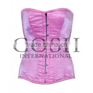 Pink Satin Overbust Steel Boned Corset Ci-1101