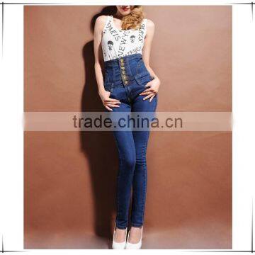 Women's ultra-high waist jeans female skinny pants elastic pencil pants plus large size buttons high waist jeans from GZ C79