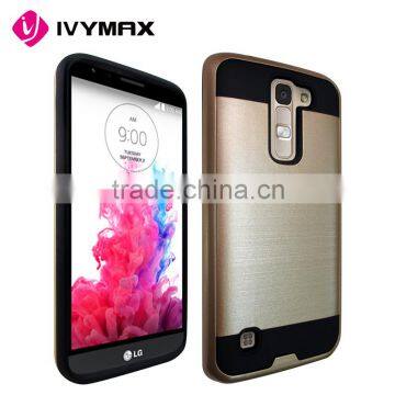 IVYMAX Best Seller Gold Shockproof Hard Bumper Soft Rugged Rubber Case Cover Skin for LG K7/ LG Tribute 5 LS675