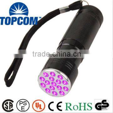 Aluminum 16 led uv flashlight for fluorescence detection