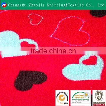 Heart pattern printed polyester coral fleece car seat upholstery fabric