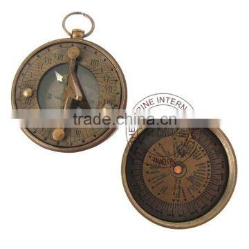 ANTIQUE POCKET SUNDIAL COMPASS 2" ~ NAUTICAL BRASS SUNDIAL COMPASS