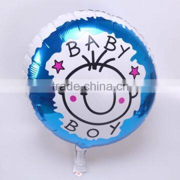 Aluminum18inch round shape baby boy mylar balloons for birthday party supplies