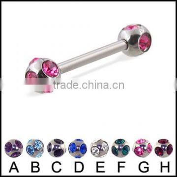 Steel ball straight barbell 14ga tongue rings