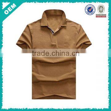 New ! 2014 Top Fancy Style Cotton Plain Short Sleeve T-Shirt Brown Polo for Men (lyt-04000250)