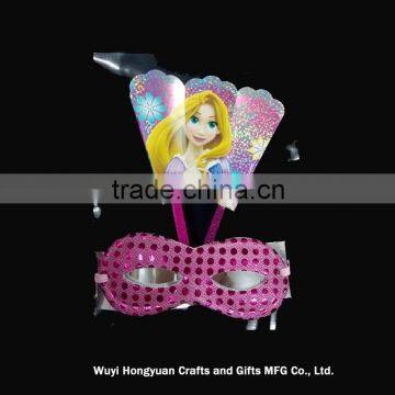 Custom Printed Folding Decorative Hand Fan Masquerade Party Mask Set