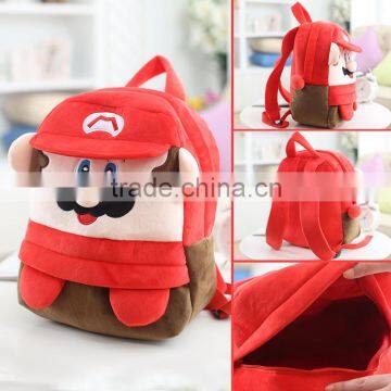 25*19cm(S)/35*28cm(L) lovely customzied red Super Mario plush animal cartoon backpack for children