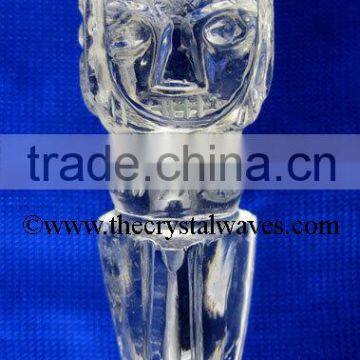 Wholesale Crystal Quartz / Sfatik Hand Carved 3 Face Phurba