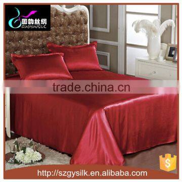 wholesale 100% mulberry red silk bed flat sheets