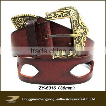 (ZY-6016) women unique leather belts,pure indian leather belts,hole belt