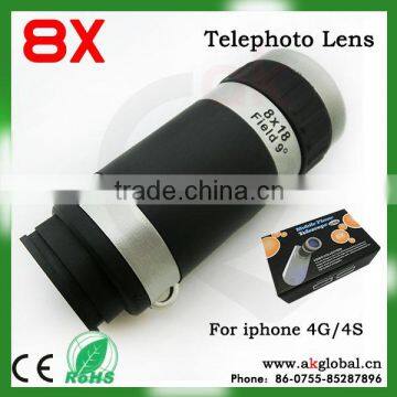 New High Quality 8x Optical Telephoto Lens Zoom Telescope Camera Lens For iPhone 4 4S 4G