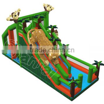 Adventurous design inflatable inflatable Jungle drop obstacle course for kids, forest inflatable Happy monkey obstacle for sale