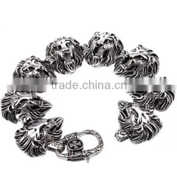 Men's 316L stainless steel lion head bracelet