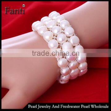 Professional custom and wholesale 9-10mm nice lust style pearl bracelet natural freshwater pearl strand hot sale manufacturers                        
                                                Quality Choice