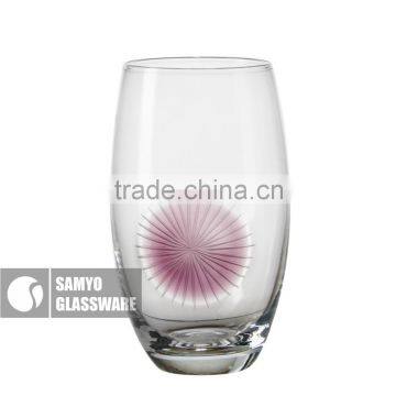 samyo mouth blown fashion clear tumbler with purple circle decoration