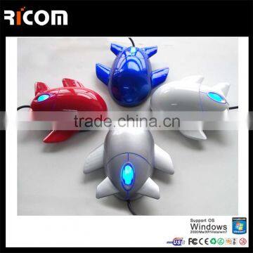 Cute Mouse Airplane Shape 3D Wired Optical Mouse