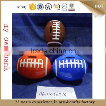 rugby American football ceramic money bank