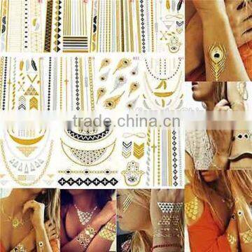 Flash Gold Silver Foil Tattoo Sticker Metallic Temporary Tattoo