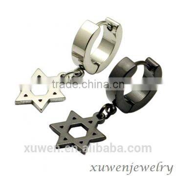 pentagram star surgical steel fancy design hanging earrings