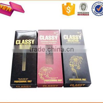 Free sample customized High-end luxury custom design black with gold packaging box hair extension box