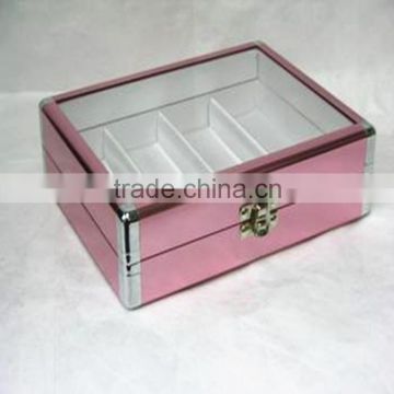 Luxury Hinged Cosmetic Case Black Cosmetics Case,Metal Cosmetic Box