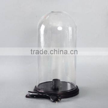 Big Clear Glass Dome With Wooden Base and Wires